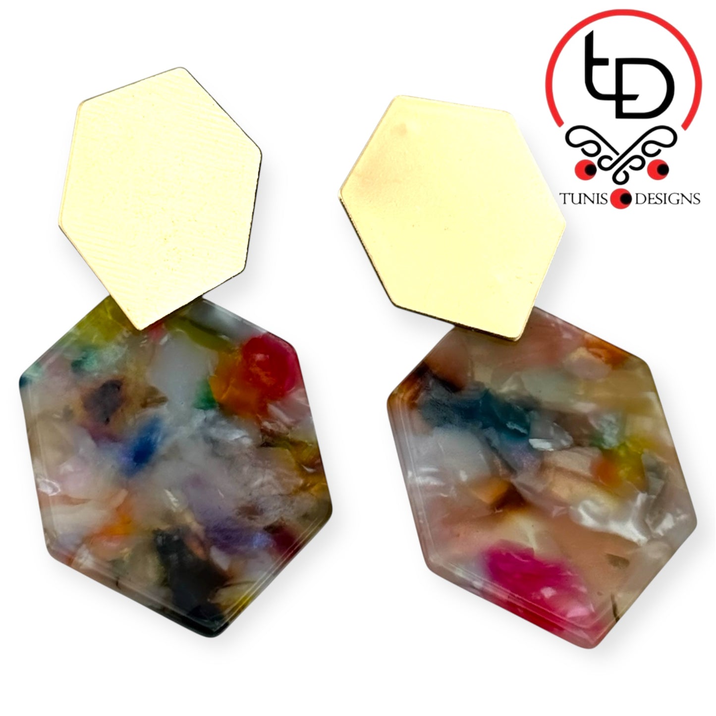 Colorful Fashion Earrings with Gold