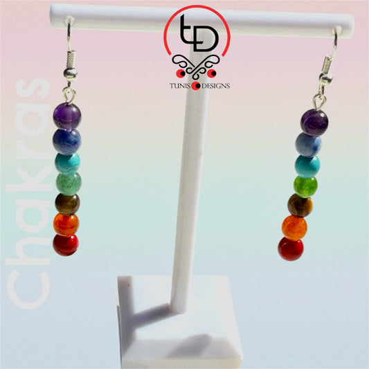 Natural Crystal Beads Gemstone Earrings For Energy Healing - Chakra Earrings.