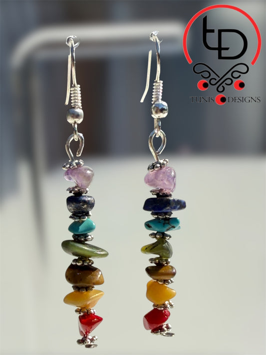 Natural Irregular Stone Chakra Earrings