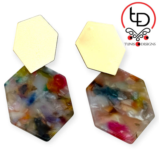 Colorful Fashion Earrings with Gold
