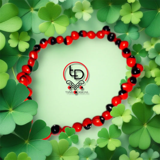Vibrant Red & Black Huayruro Natural Seed Bracelet